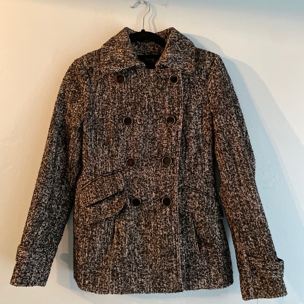 Tweed like pea coat trench coat